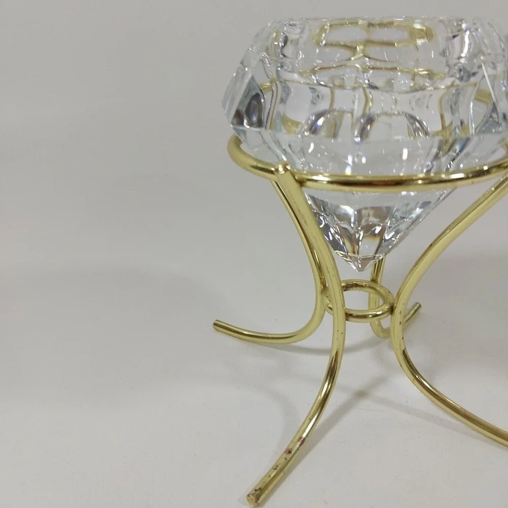 Vintage PartyLite 24% Lead Crystal Diamond Shaped Solitaire Votive Candle Holder - Picture 2 of 9